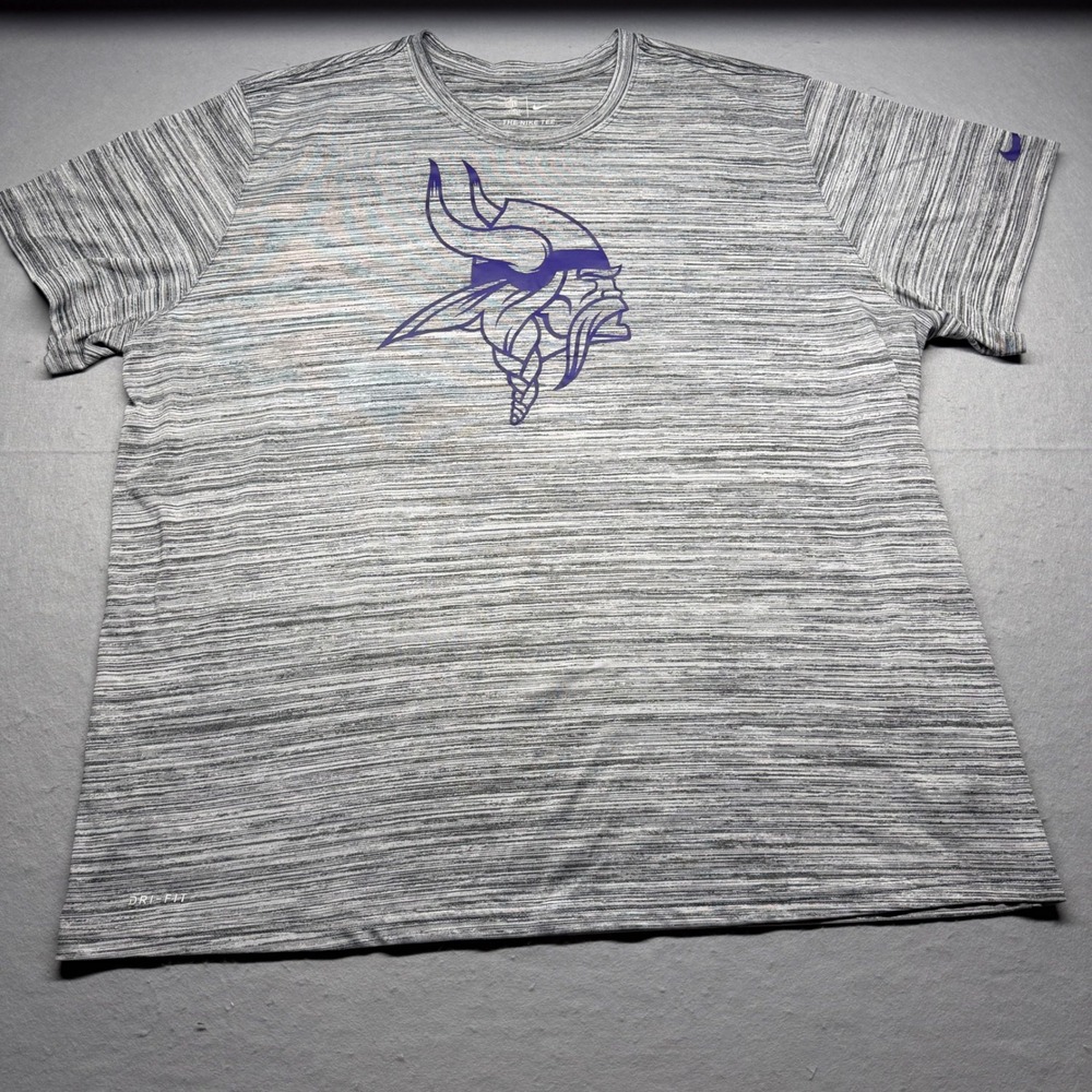 Nike T-Shirt Mens 3XL Grey Minnesota Vikings NFL Dri-FIT Space Dye Athletic Tee